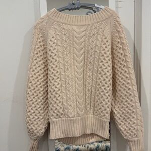Moi Cream Cable Knit  Wool Sweater